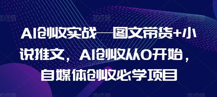 AI创收实战—图文带货+小说推文，AI创收从0开始，自媒体创收必学项目[db:副标题]-六八创富资源网
