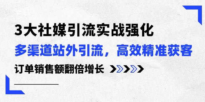 （10563期）3大社媒引流实操强化，多渠道站外引流/高效精准获客/订单销售额翻倍增长[db:副标题]-六八创富资源网