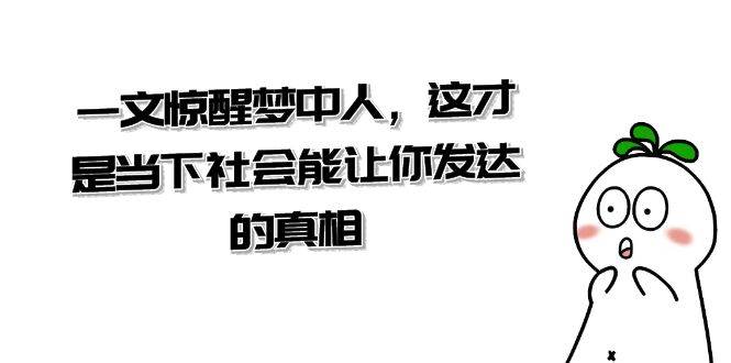 （8480期）某公众号付费文章《一文 惊醒梦中人，这才是当下社会能让你发达的真相》[db:副标题]-六八创富资源网