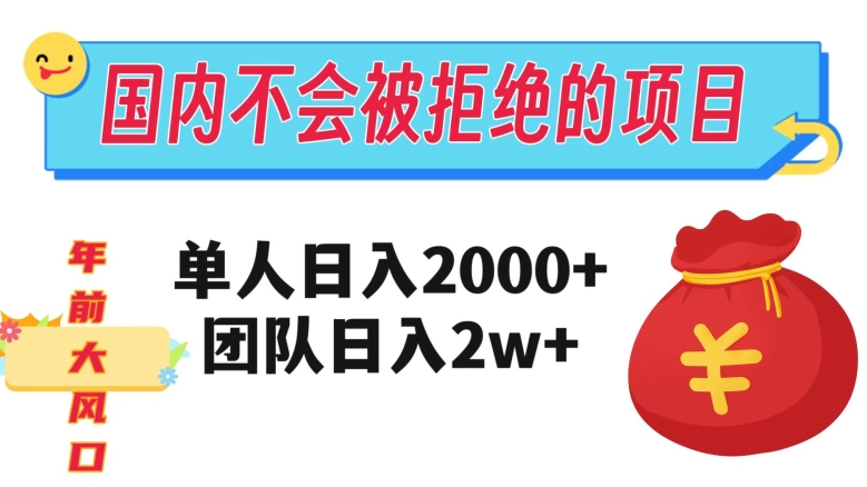 在国内不怕被拒绝的项目，单人日入2000，团队日入20000+【揭秘】[db:副标题]-六八创富资源网