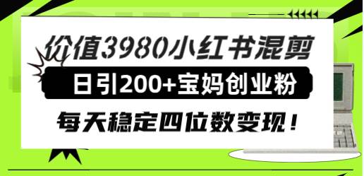 （7893期）价值3980小红书混剪日引200+宝妈创业粉，每天稳定四位数变现！[db:副标题]-六八创富资源网